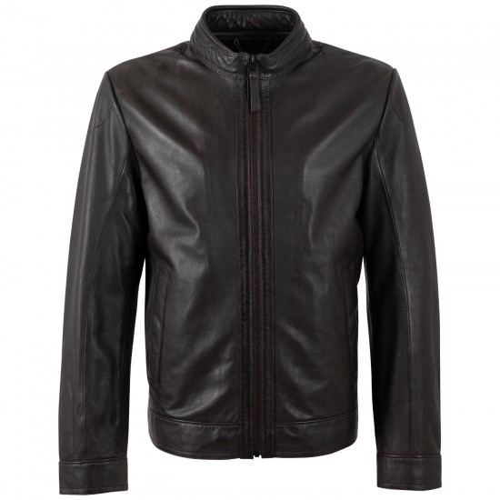 Geaca de Piele Barbati Mauritius Silver Maro Inchis MSMTamas