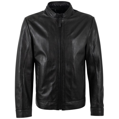 Geaca de Piele Barbati Mauritius Silver Neagra MSMTamas