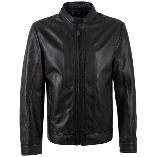 Geaca de Piele Barbati Mauritius Silver Neagra MSMTamas