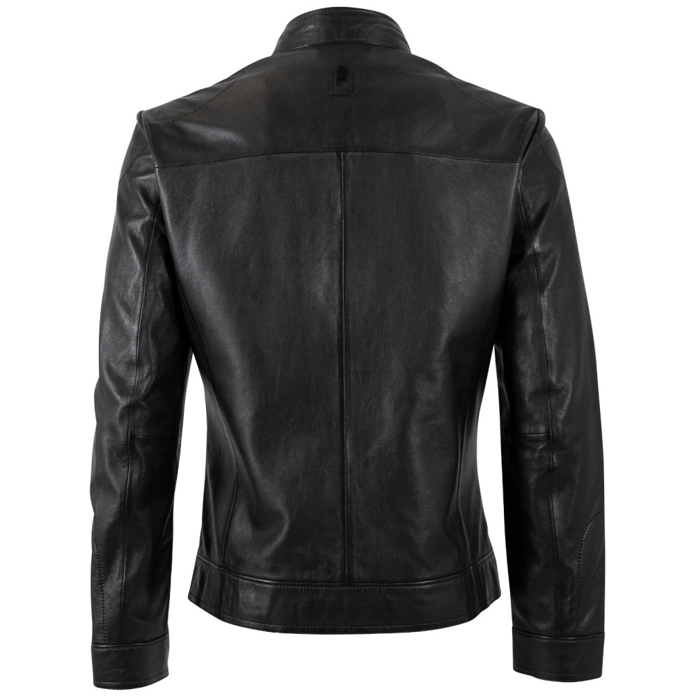 Geaca de Piele Barbati Mauritius Silver Neagra MSMTamas