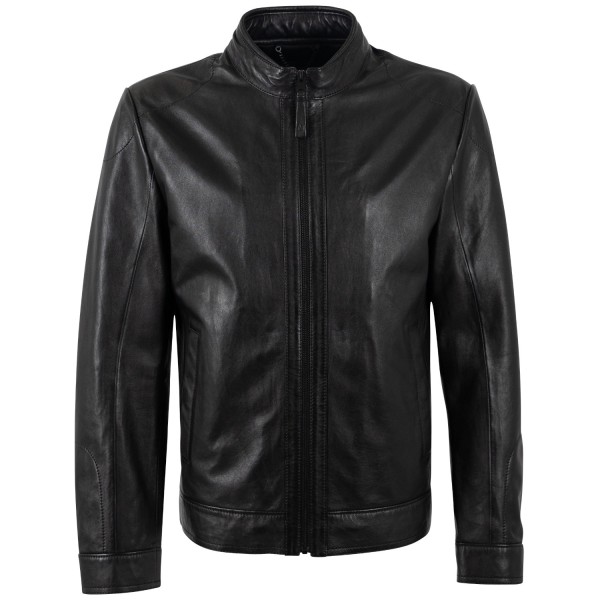 Geaca de Piele Barbati Mauritius Silver Neagra MSMTamas