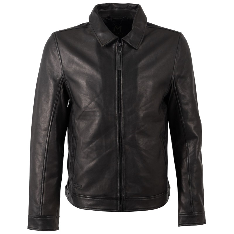 Geaca de piele barbati Mauritius Silver MSMTammio neagra, stil biker
