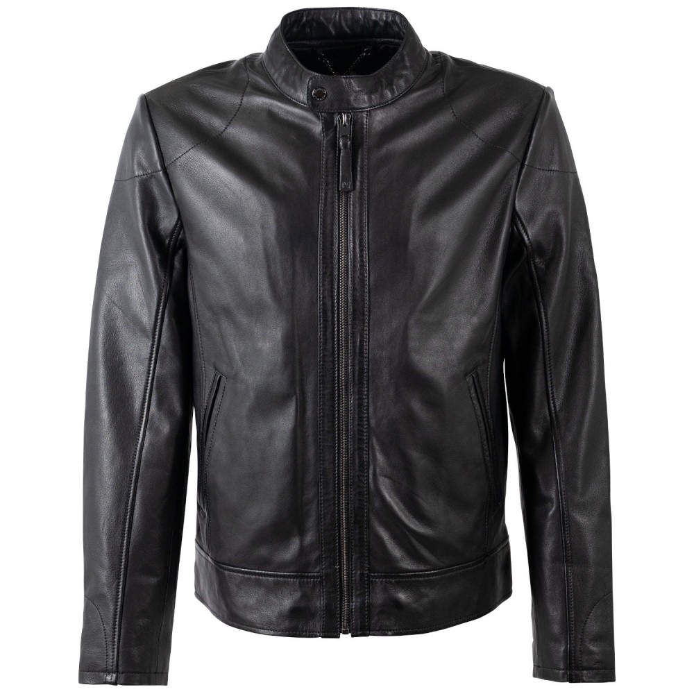 Geaca de Piele Barbati Mauritius Silver Neagra MSMTonkin