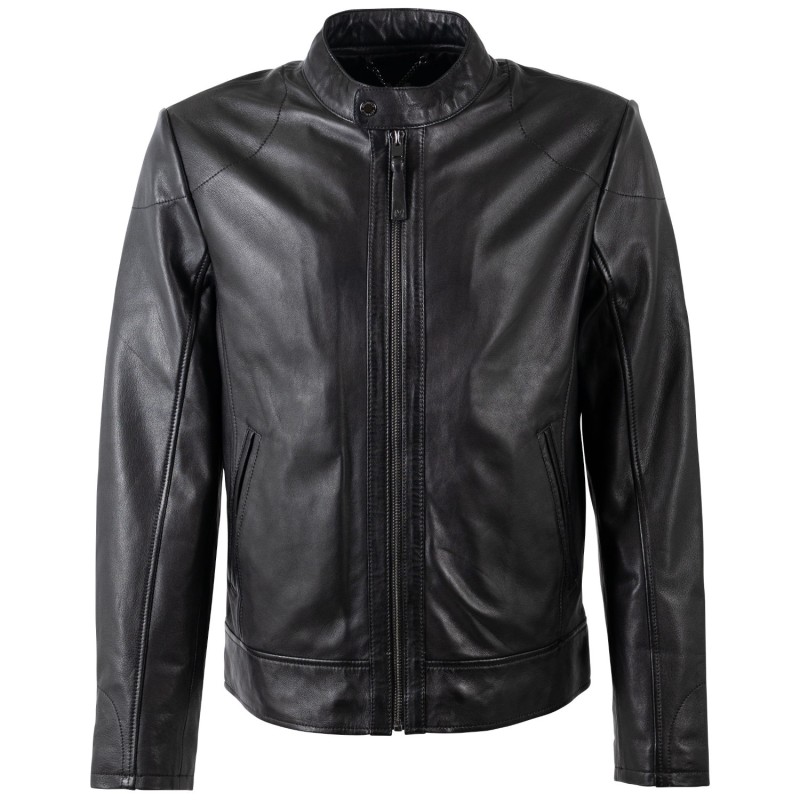 Geaca de Piele Barbati Mauritius Silver Neagra MSMTonkin – Geci de Piele