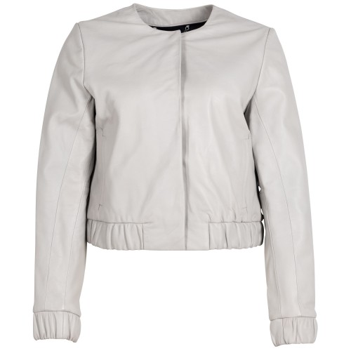 Geaca Scurta de Piele Dama Mauritius Silver Gri Argintiu MSWAnysha