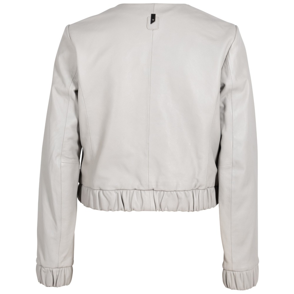 Geaca Scurta de Piele Dama Mauritius Silver Gri Argintiu MSWAnysha - readytowear