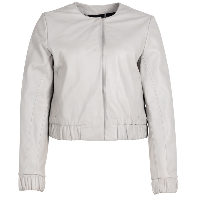 Geaca Scurta de Piele Dama Mauritius Silver Gri Argintiu MSWAnysha – Geci de Piele