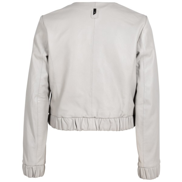 Geaca Scurta de Piele Dama Mauritius Silver Gri Argintiu MSWAnysha