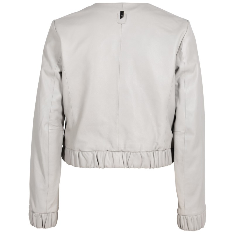 Geaca Scurta de Piele Dama Mauritius Silver Gri Argintiu MSWAnysha – Geci de Piele