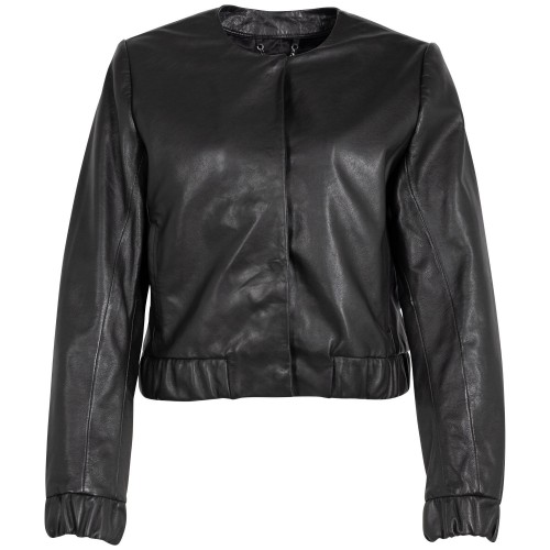 Geaca Scurta de Piele Dama Mauritius Silver Neagra MSWAnysha