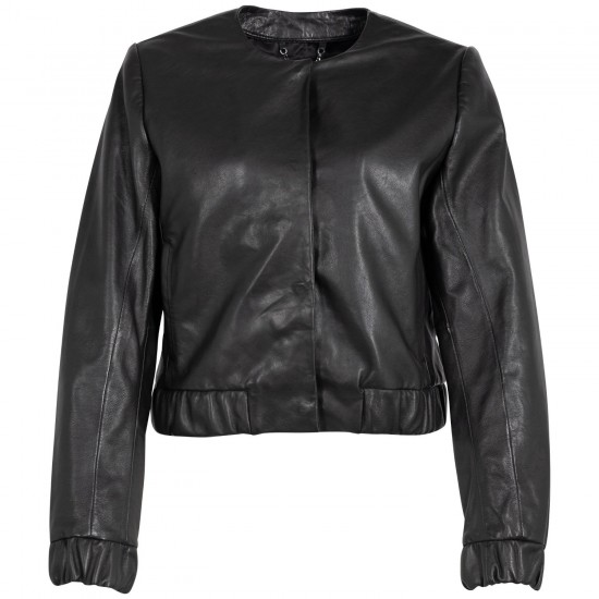 Geaca Scurta de Piele Dama Mauritius Silver Neagra MSWAnysha