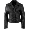Geacă de piele neagră Mauritius Silver MSWGiljana damă, stil biker, fermoar asimetric