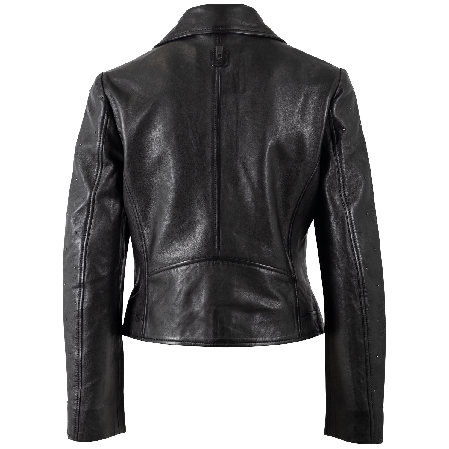 Geacă de piele neagră Mauritius Silver MSWGiljana damă, stil biker, fermoar asimetric