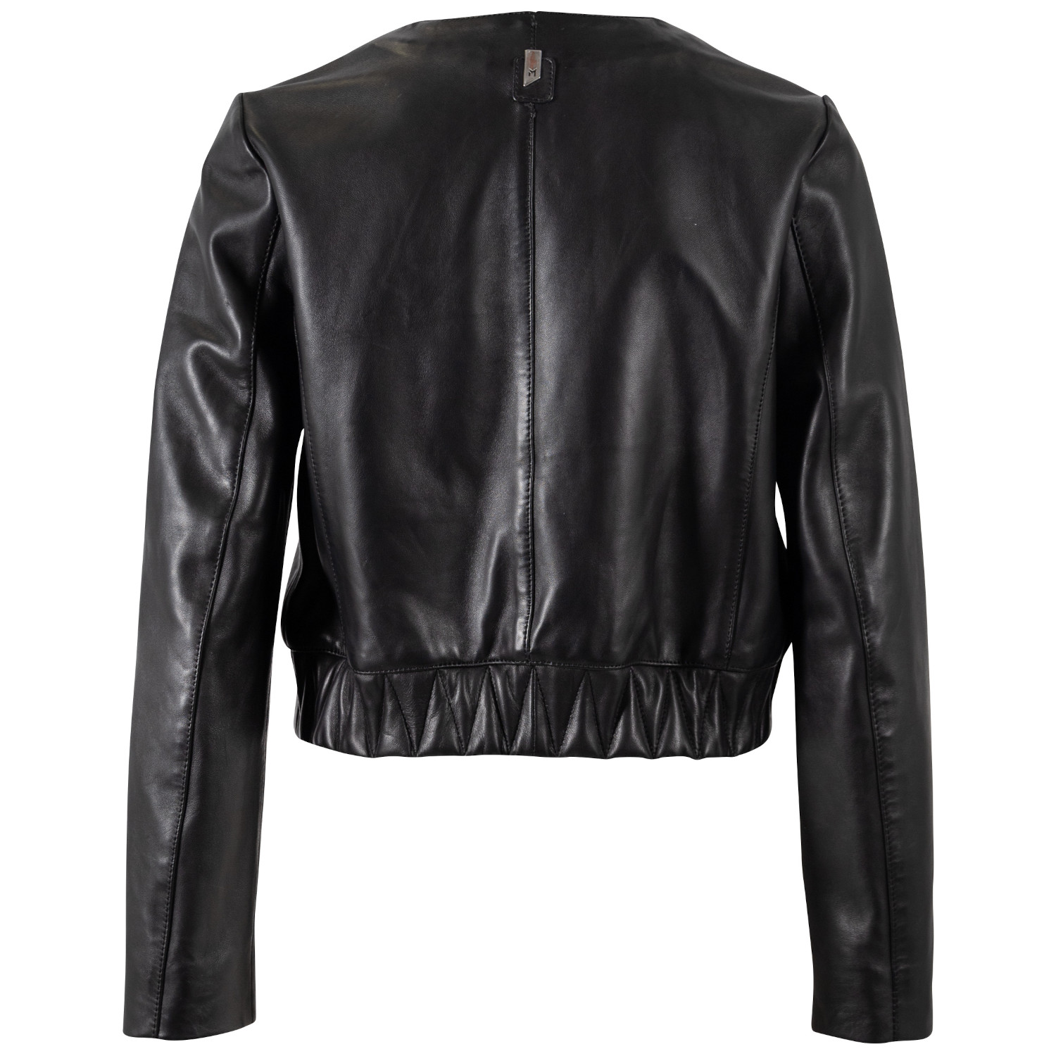 Geacă de piele neagră Mauritius Silver MSWManaus damă, stil bolero, design minimalist