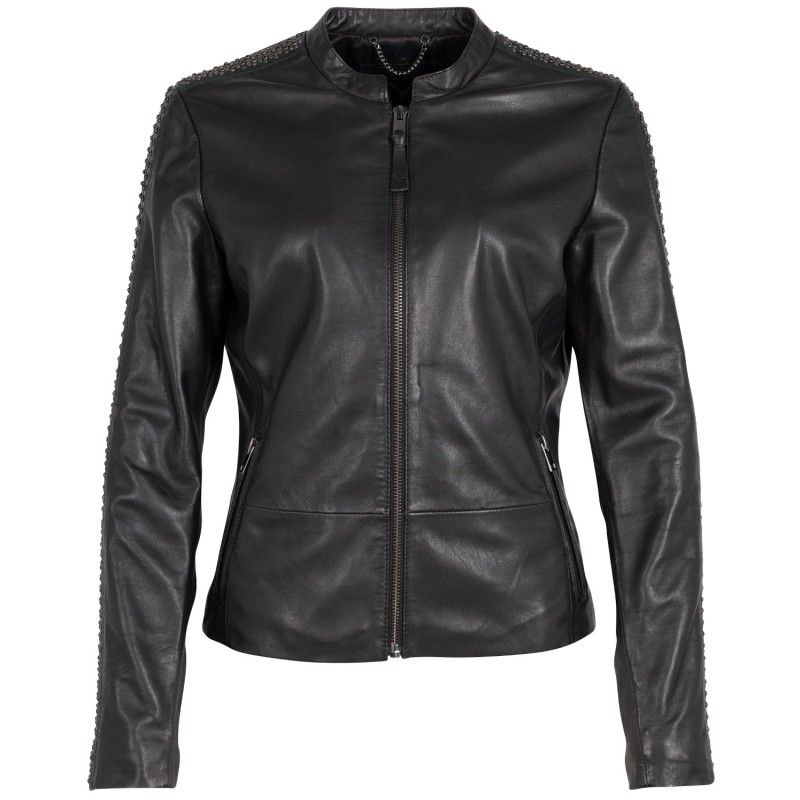 Geaca de Piele Dama Mauritius Silver Neagra MSWNayah – Geci de Piele