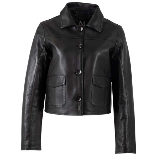 Geaca Scurta de Piele Dama Mauritius Silver Neagra MSWPalesa