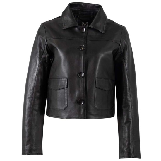 Geaca Scurta de Piele Dama Mauritius Silver Neagra MSWPalesa