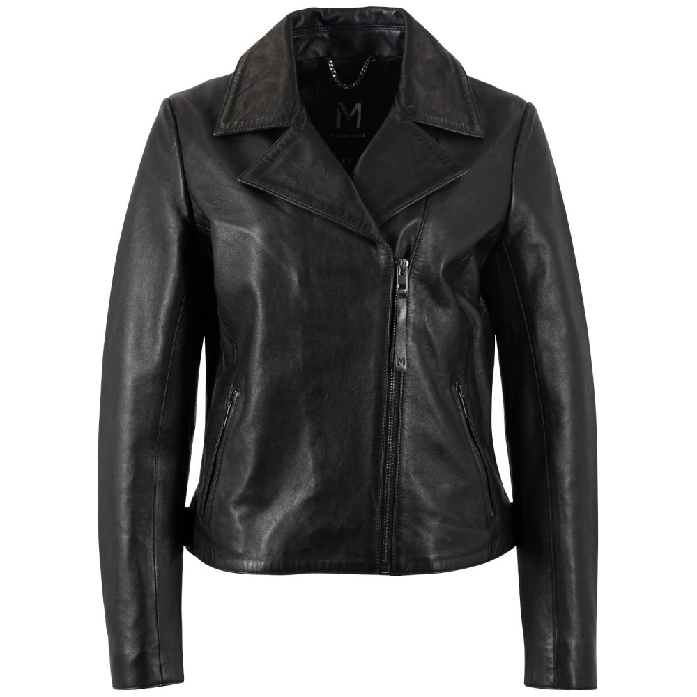 Geaca de Piele Dama Mauritius Silver Neagra MSWVilja