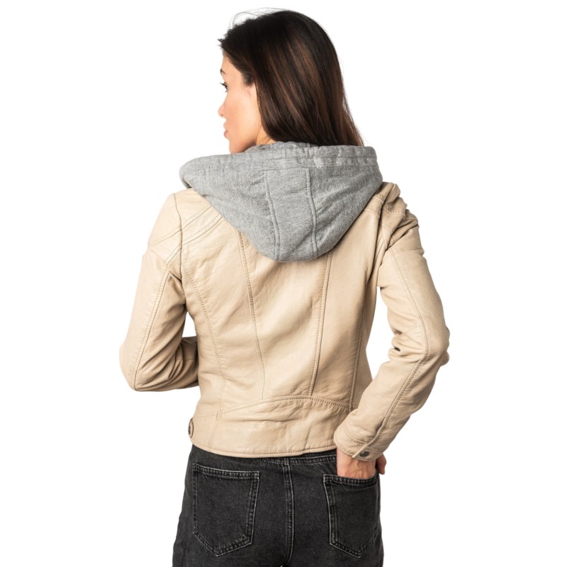 Geaca de Piele Dama Mauritius Alb Murdar MWAdila – Geci de Piele