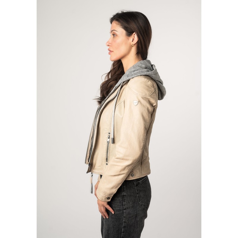 Geaca de Piele Dama Mauritius Alb Murdar MWAdila – Geci de Piele