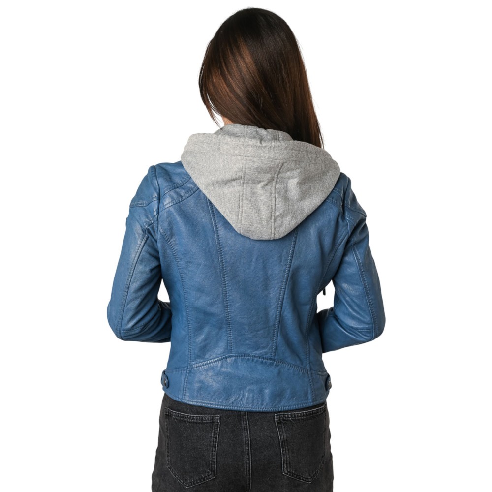 Geaca de Piele Dama Mauritius Albastra MWAdila - readytowear