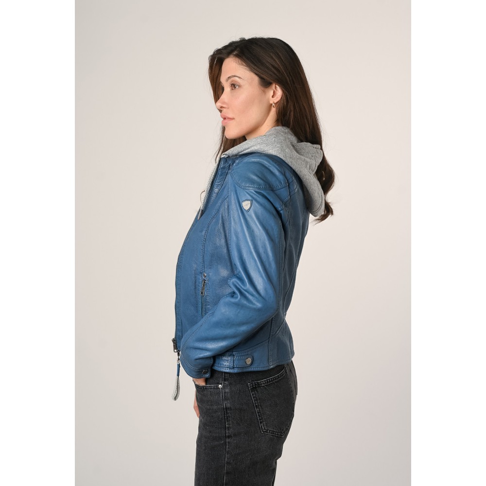 Geaca de Piele Dama Mauritius Albastra MWAdila - readytowear