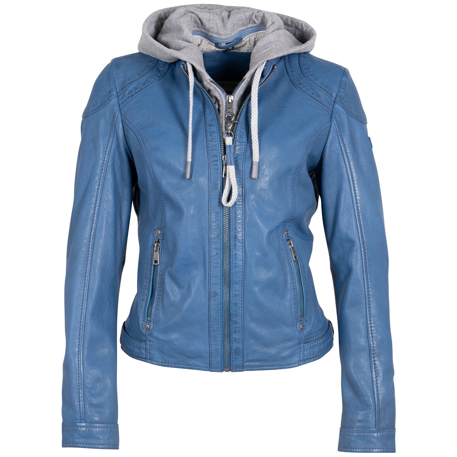 Geaca de Piele Dama Mauritius Albastra MWAdila – Geci de Piele
