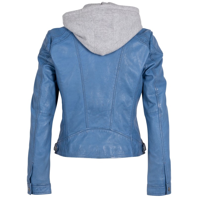Geaca de Piele Dama Mauritius Albastra MWAdila – Geci de Piele
