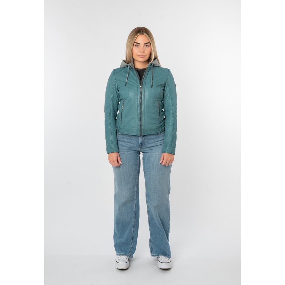 Geaca de Piele Dama Mauritius Turcoaz Deschis MWAlani