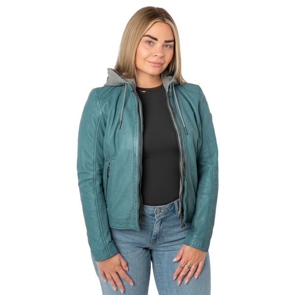 Geaca de Piele Dama Mauritius Turcoaz Deschis MWAlani