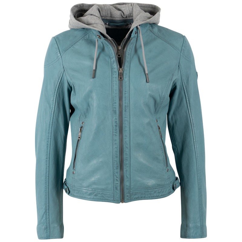 Geaca de Piele Dama Mauritius Turcoaz Deschis MWAlani – Geci de Piele