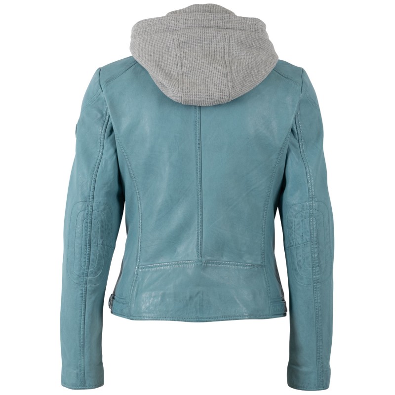 Geaca de Piele Dama Mauritius Turcoaz Deschis MWAlani – Geci de Piele