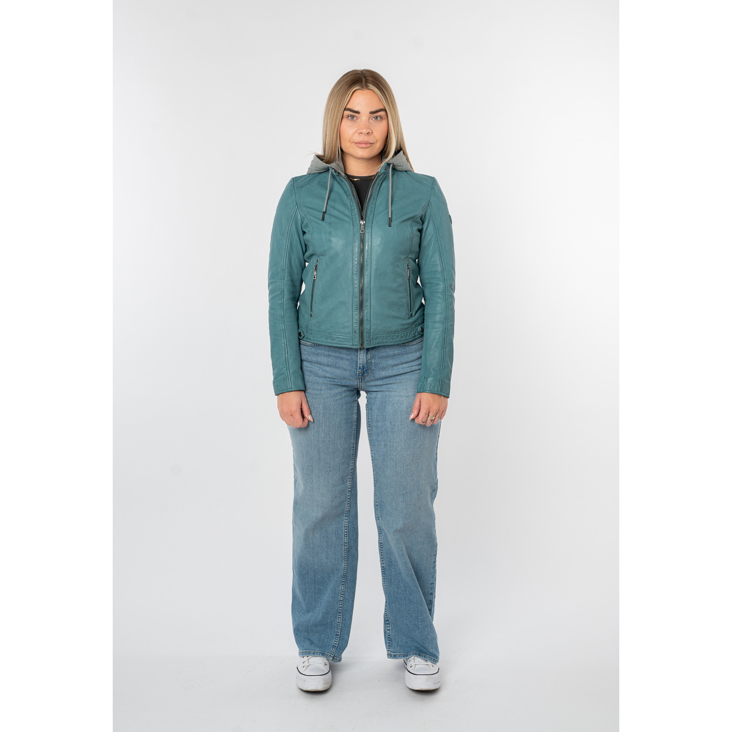 Geaca de Piele Dama Mauritius Turcoaz Deschis MWAlani – Geci de Piele