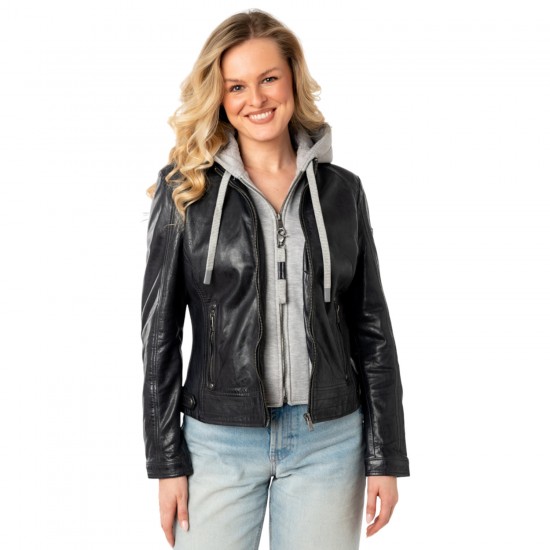 Geaca de Piele Dama Mauritius Bleumarin Inchis MWAleni