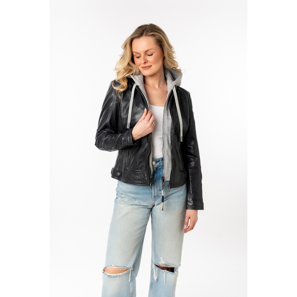 Geaca de Piele Dama Mauritius Bleumarin Inchis MWAleni - readytowear