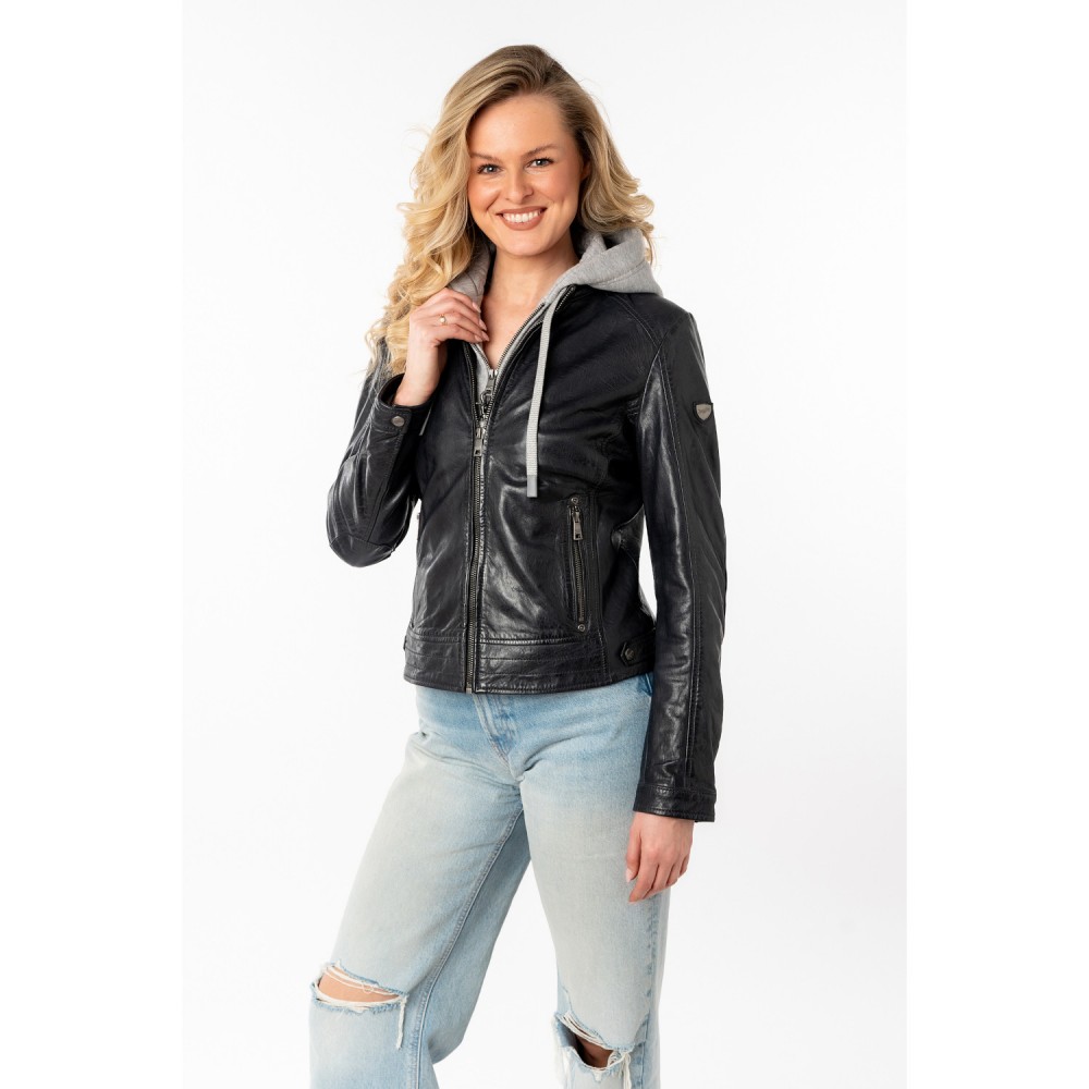 Geaca de Piele Dama Mauritius Bleumarin Inchis MWAleni - readytowear