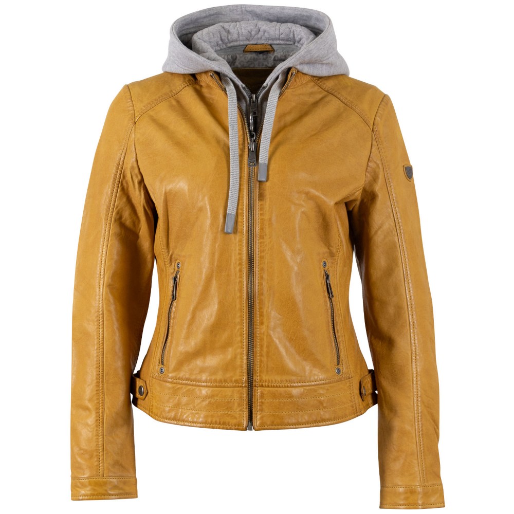 Geaca de Piele Dama Mauritius Galben Inchis MWAleni - readytowear