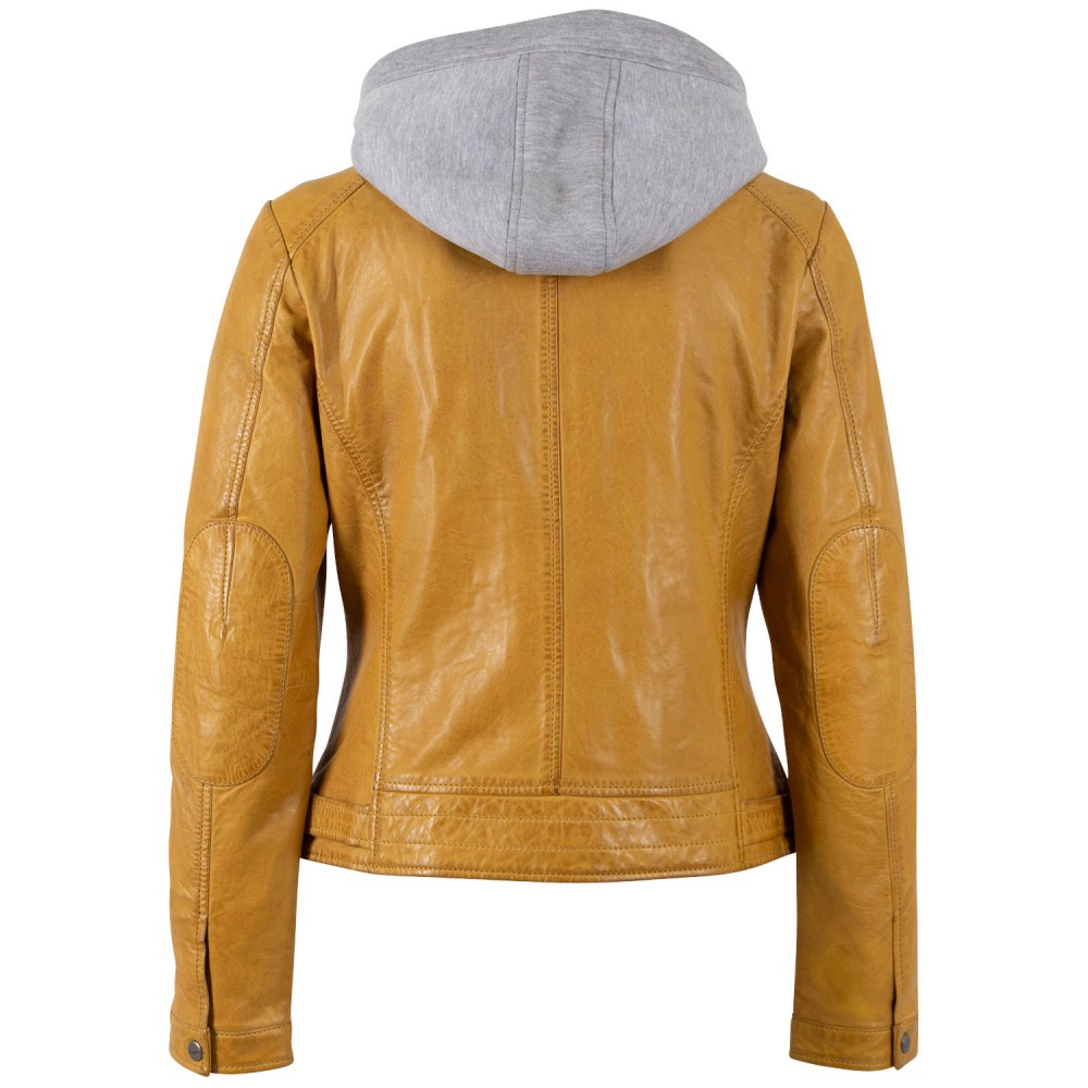 Geaca de Piele Dama Mauritius Galben Inchis MWAleni - readytowear