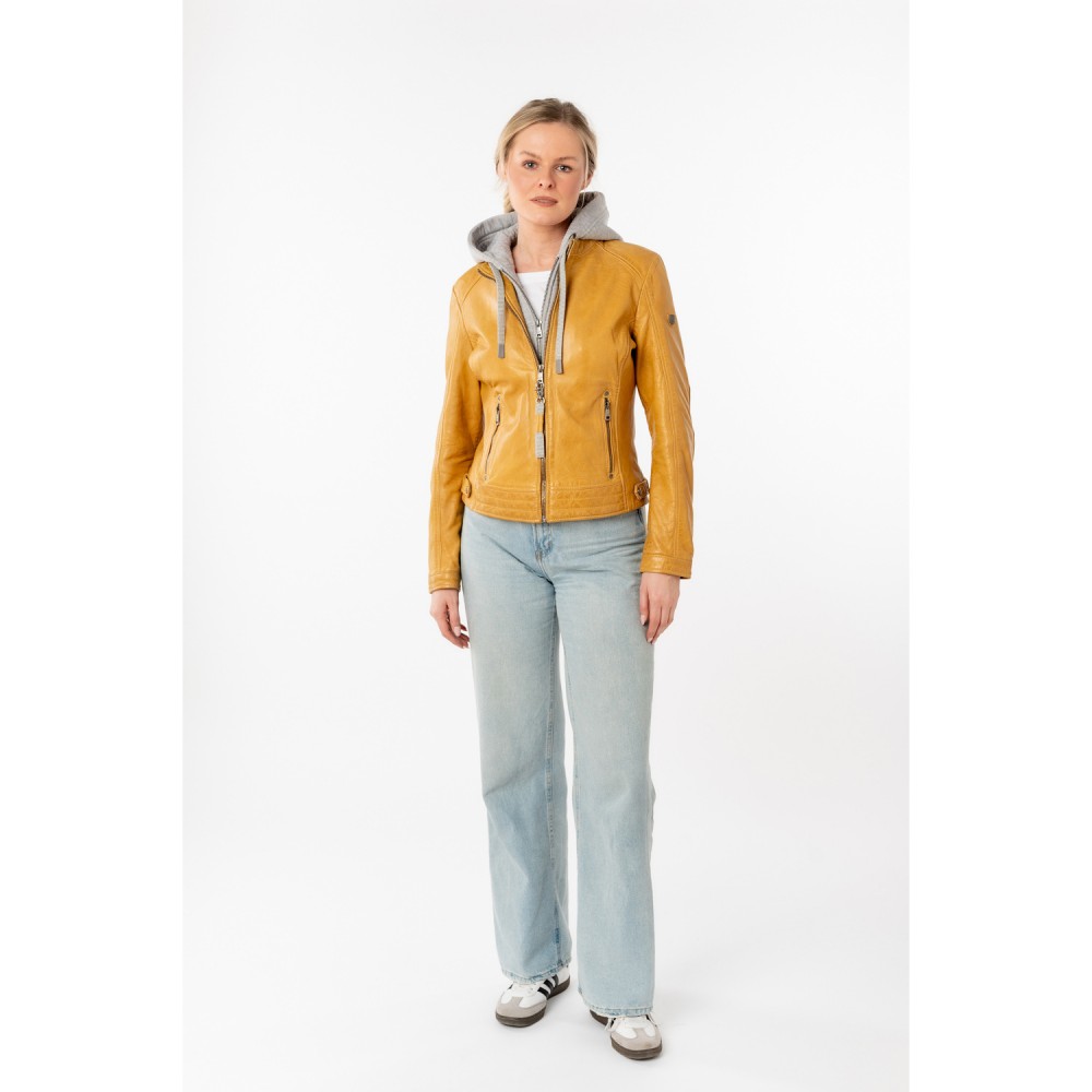 Geaca de Piele Dama Mauritius Galben Inchis MWAleni - readytowear