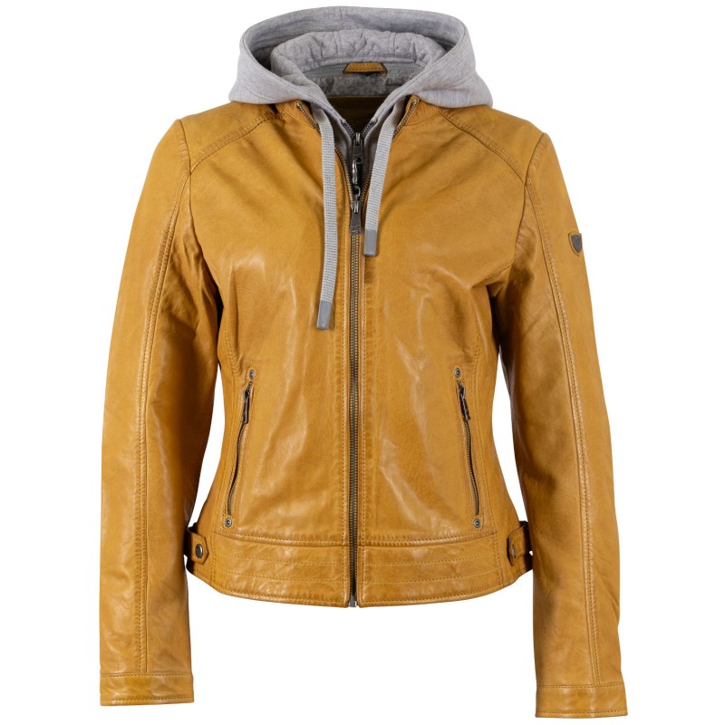 Geaca de Piele Dama Mauritius Galben Inchis MWAleni – Geci de Piele