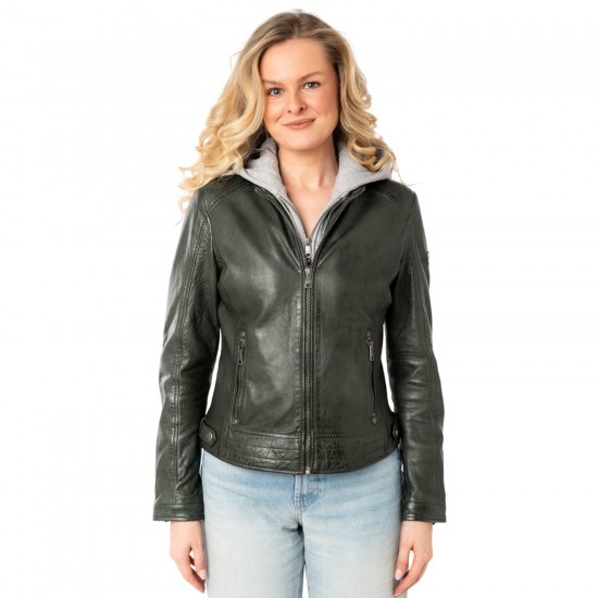 Geaca de Piele Dama Mauritius Olive Inchis MWAleni