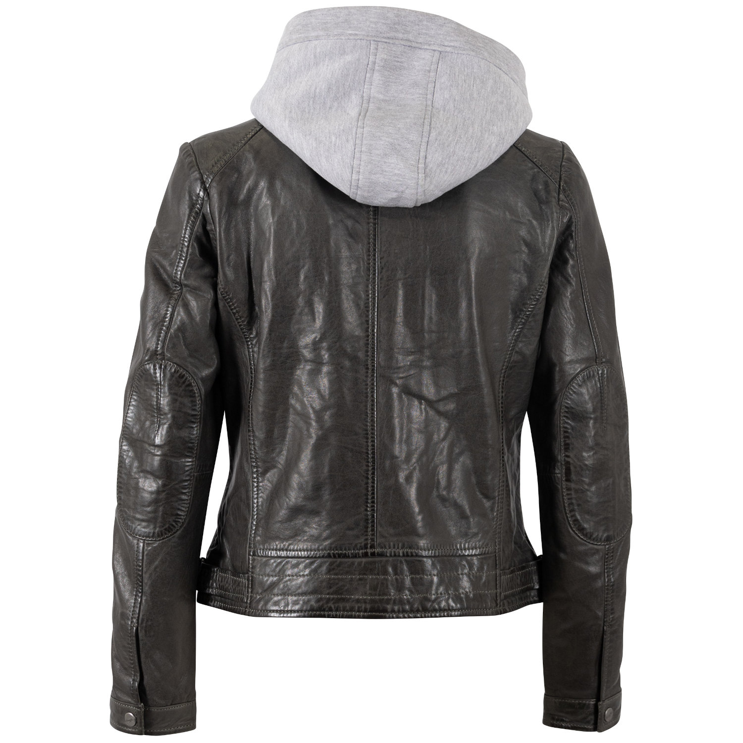 geaca piele dama mauritius olive mwaleni verde inchis gluga gri matlasata umeri