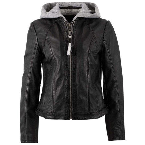 Geaca de Piele Dama Mauritius Neagra MWAleyna