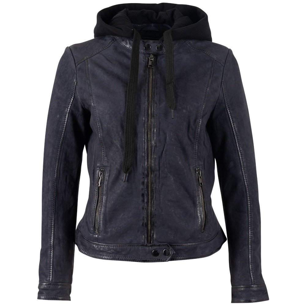 Kurtka skórzana damska Mauritius Granatowa MWAlyka