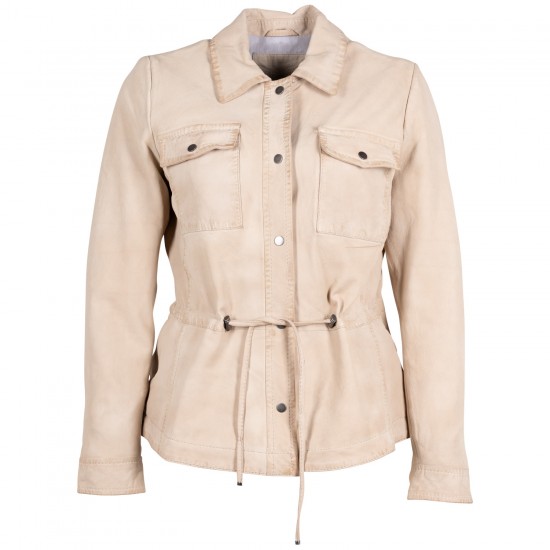 Geaca de Piele Dama Mauritius Alb Ivoriu MWAmaly