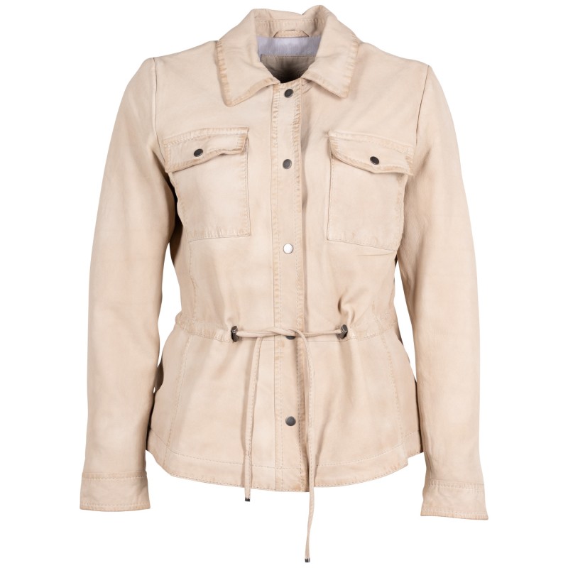 Geaca de Piele Dama Mauritius Alb Ivoriu MWAmaly – Geci de Piele