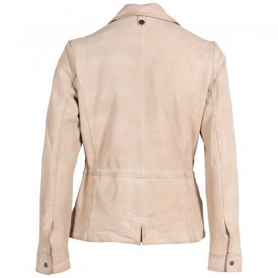 Geaca de Piele Dama Mauritius Alb Ivoriu MWAmaly