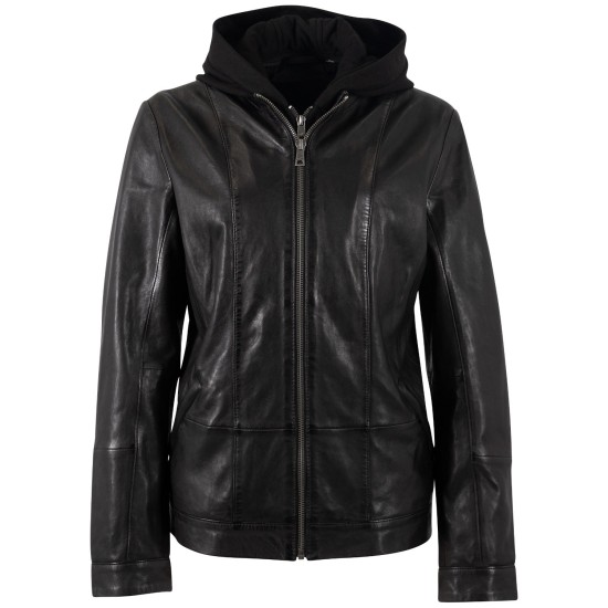 Geaca de Piele Dama Mauritius Neagra MWAmika