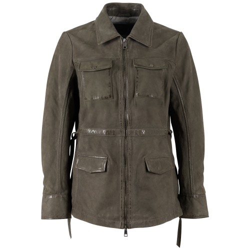 Geaca Lunga de Piele Dama Mauritius Olive MWAmma