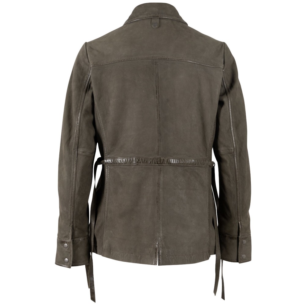 Geaca Lunga de Piele Dama Mauritius Olive MWAmma